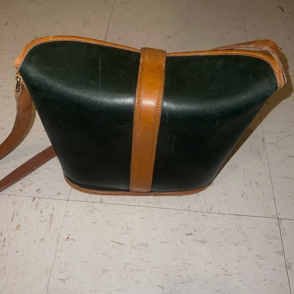 Vintage 1990 Coach Binocular Bag - Green and Tan - Picture 4 of 6